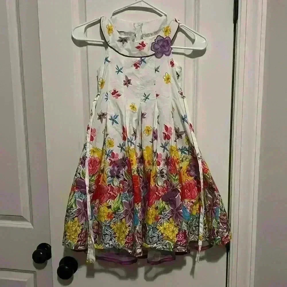 Bonnie Jean Floral Girl’s Dress size 6X w 3D purple flowers perfect for spring